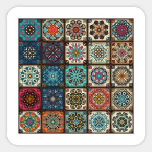 Vintage patchwork with floral mandala elements Sticker